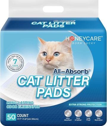 Honey Care All-Absorb Cat Litter Pad Refills For Litter Box, 17.7X11.8, 50 Count