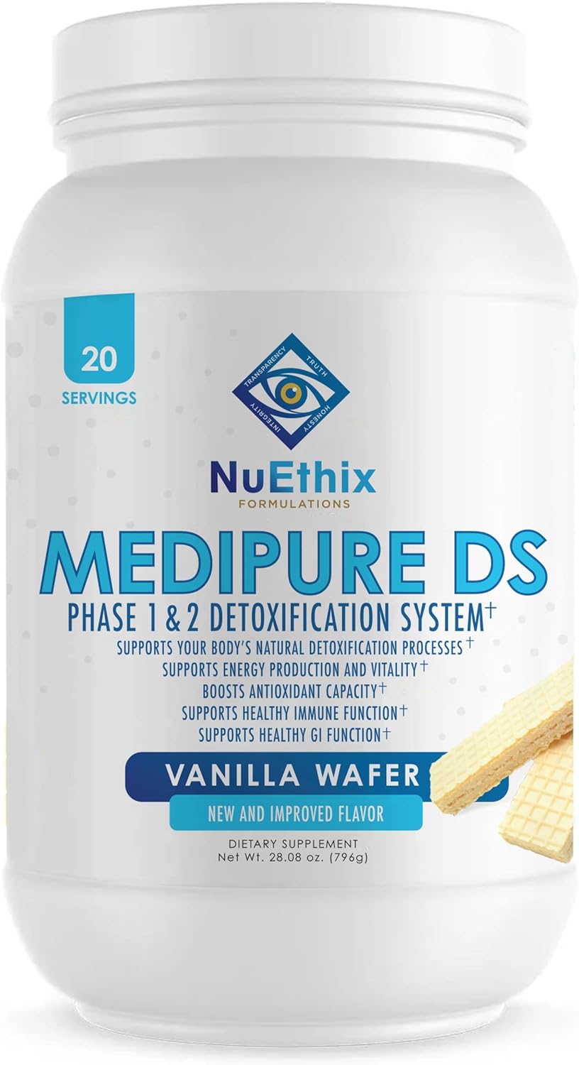 Nuethix Formulations Medipure Ds With Pea Protein Phase 1 & 2 Detoxification System, Supplement To Help Support The Bodys Natural Detoxification Process, Vanilla Wafer (Non-Caffeinated), 20 Servings