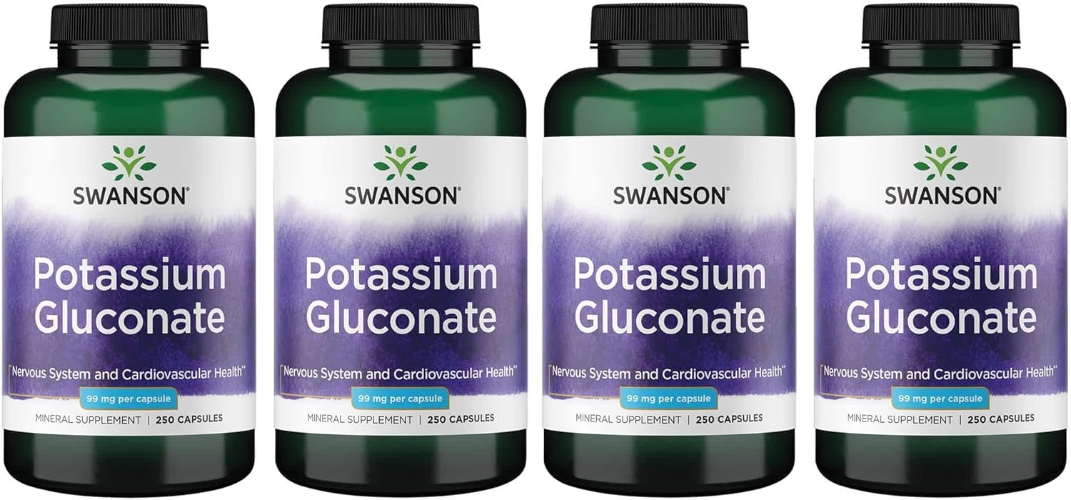 Swanson Potassium (Gluconate) 99 Milligrams 250 Capsules (4 Pack)