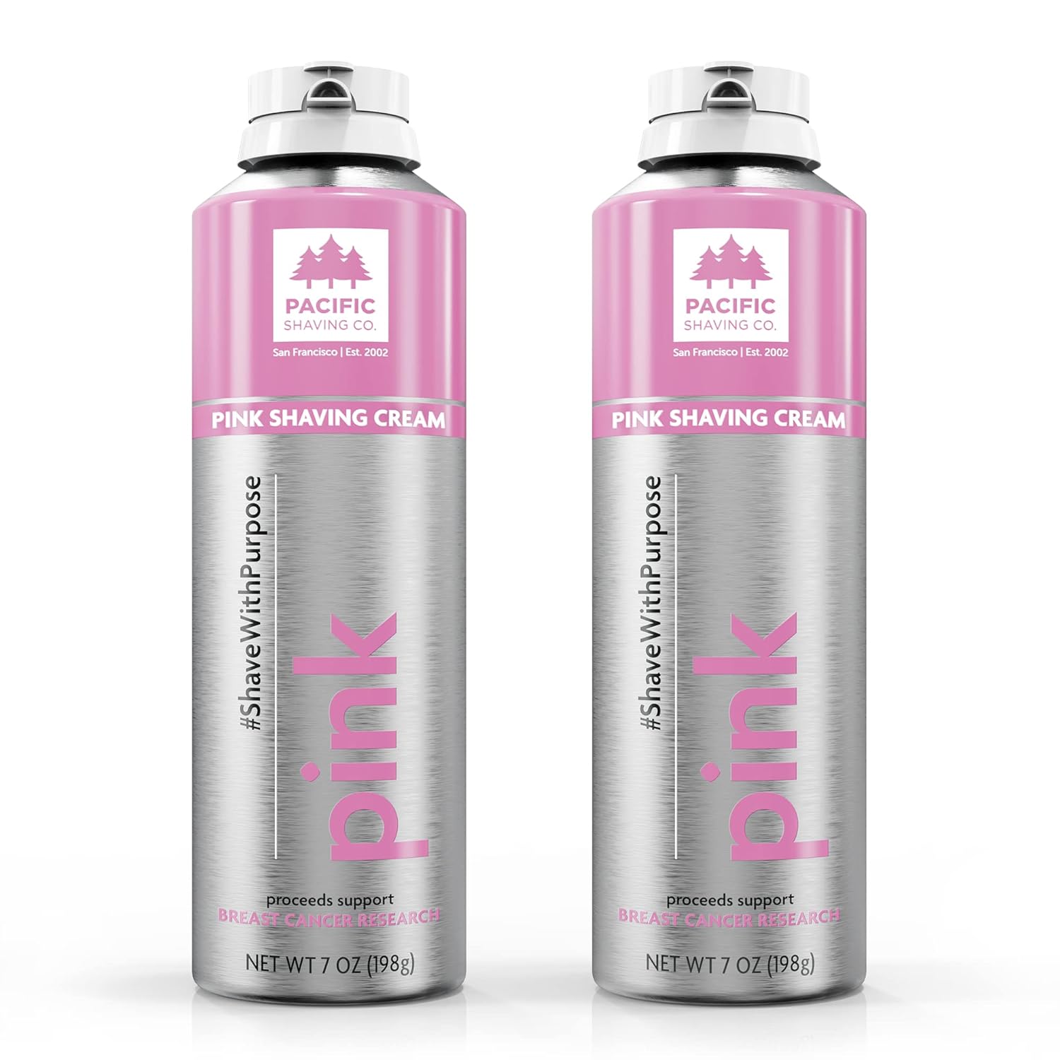 Pacific Shaving Company Pink Shaving Cream - Shave With Purpose - Safe & Natural Ingredients, Cruelty Free, Made In The Usa - Pack Of 2 (7 Oz Each)