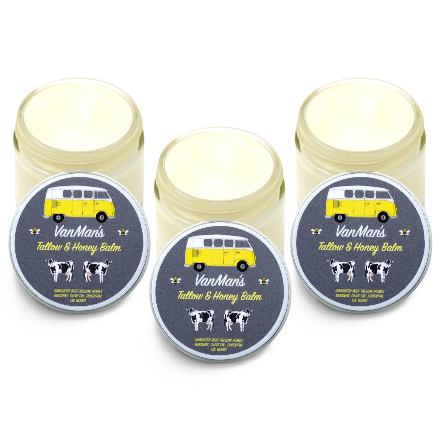 Vanman’S - Tiny Bison Tallow And Honey Balm - Unscented Grass-Fed/Finished Bison Tallow And Manuka Honey Cream With Royal Jelly - For Dry, Delicate Skin - 0.25 Oz