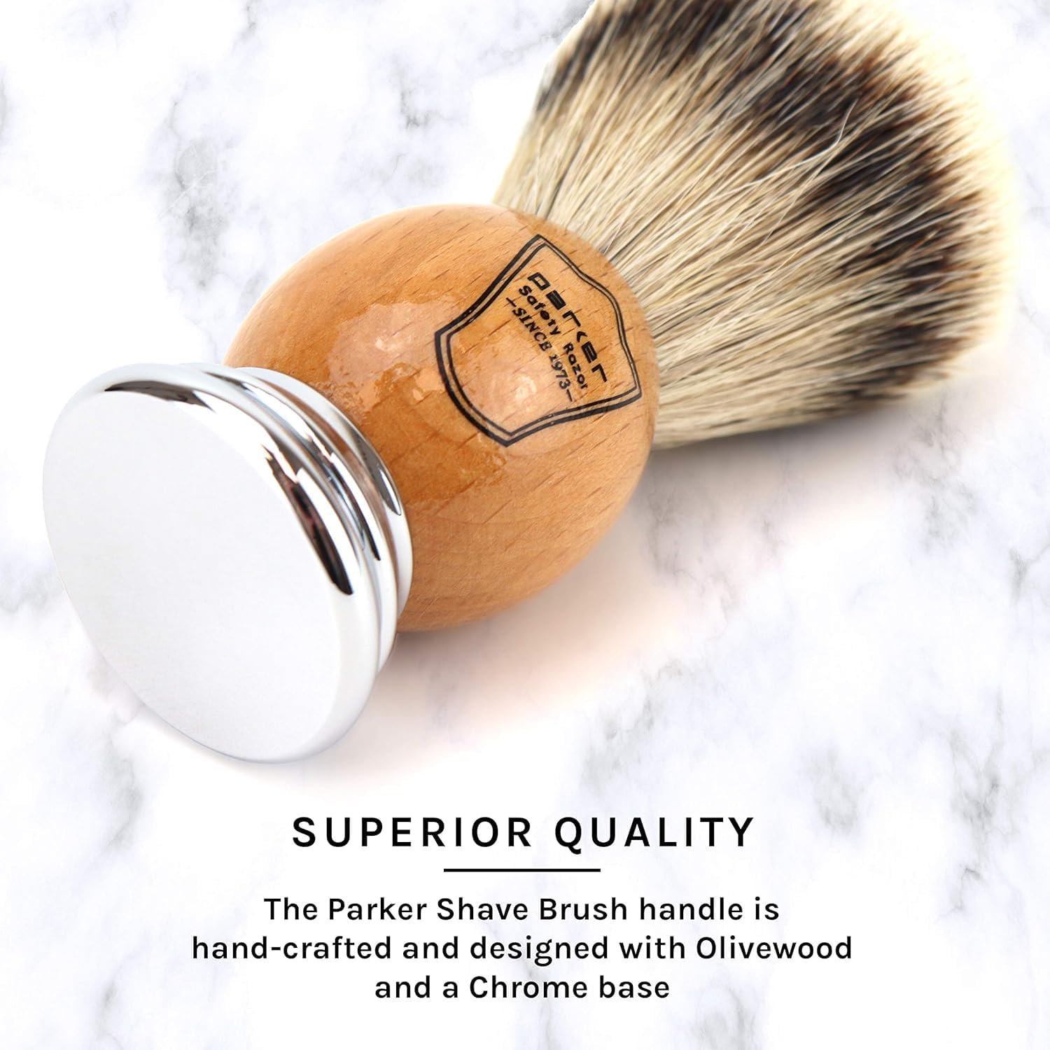 Parker 100% Silvertip Badger Shaving Brush – Olivewood Handle, Long-Loft 22 Mm Knot With Resin Stand – Super Soft Bristles For A Rich Lather For All Skin Type : Beauty & Personal Care