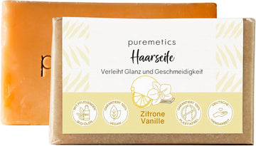 Puremetics Hair Soap 'Lemon Vanilla' | Solid Shampoo | Natural Organic Soap Hair