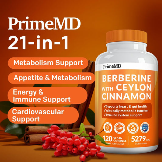 21-in-1 Berberine Supplement with Ceylon Cinnamon - Berberine 1500 mg with Chromium, Bitter Melon and Green Tea Extract - Berberine 5X for Weight Management & Metabolism Support with 5279 mg (120 ct)