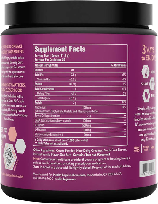 Health Logics Beauty Rest Collagen | Collagen Powder For Women For Healthy Skin, Hair, Nail, And Joint Health | Collagen Peptides Powder Supplement Types I & Iii | Beauty Collagen Sleep Supplement