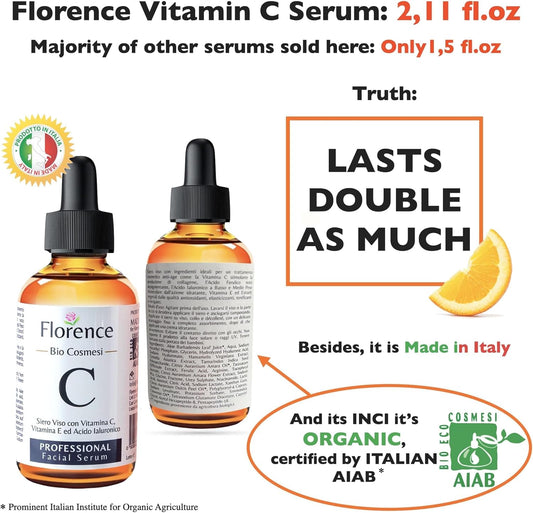 Big 2.11Oz. Organic Vitamin C Serum For Face. Anti-Dark Spots, Wrinkles Skin Repair Serum With Hyaluronic Acid, Vitamin C & Niacinamide. All-In-One Brightening, Anti Aging Facial & Eye Area Skincare