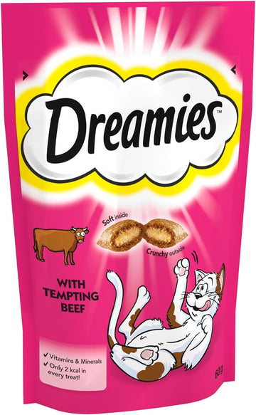 Dreamies Cat Treats, Tasty Snacks with tempting beef, 8 pouches of 60 g?228485