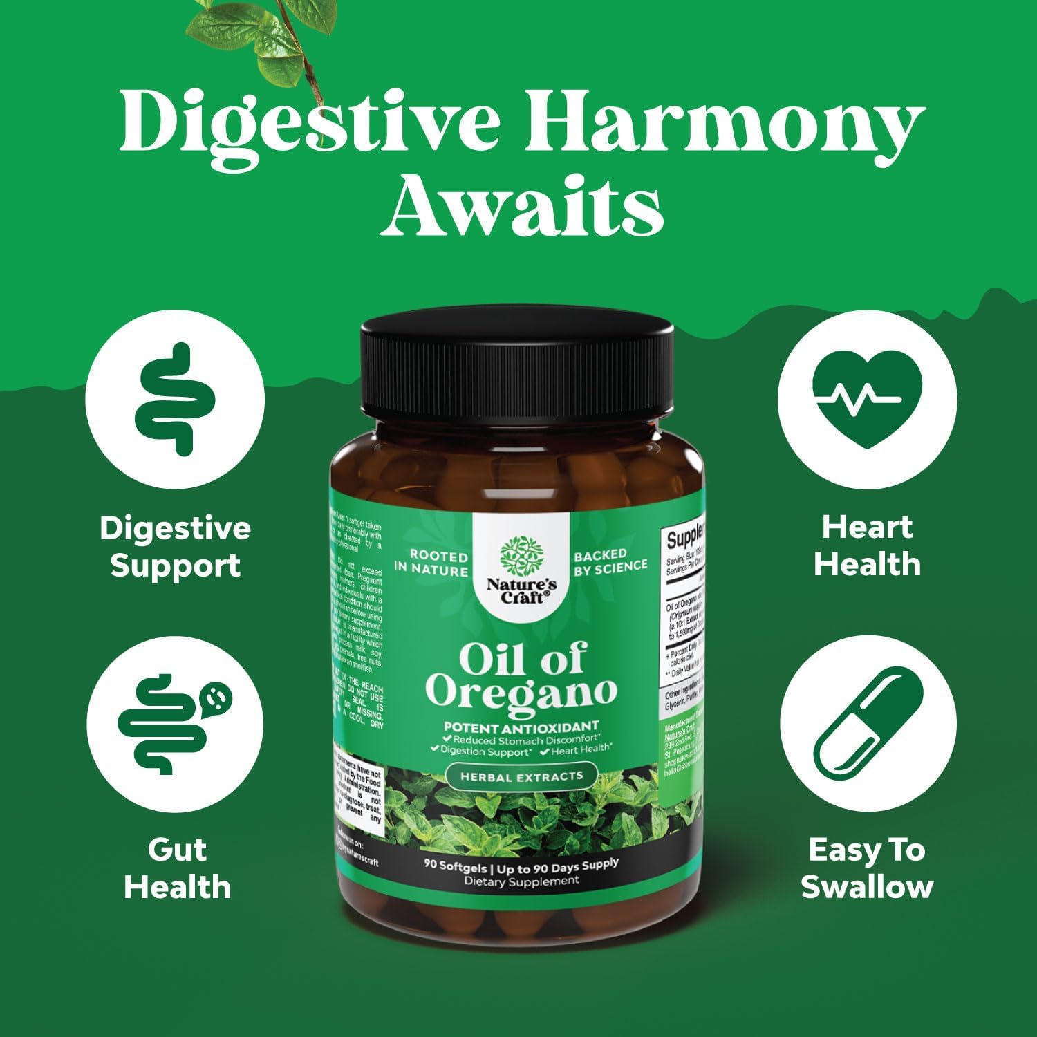 Pure Wild Oregano Oil Softgels - Oil of Oregano Softgels for Immune Support Heart Health and Upset Stomach - Soluble Fiber Antioxidant Supplement Softgels for Bone Health and Daily Energy Boost : Health & Household