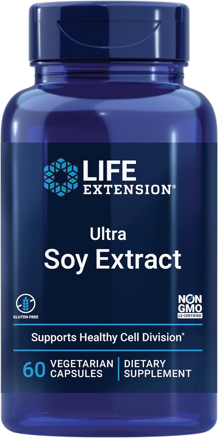 Life Extension Ultra Soy Extract - Soy Isoavones Supplement For Women - Post Menopause Bone And Heart Health Support Formula  Non-Gmo, Gluten Free, Vegetarian  60 Capsules