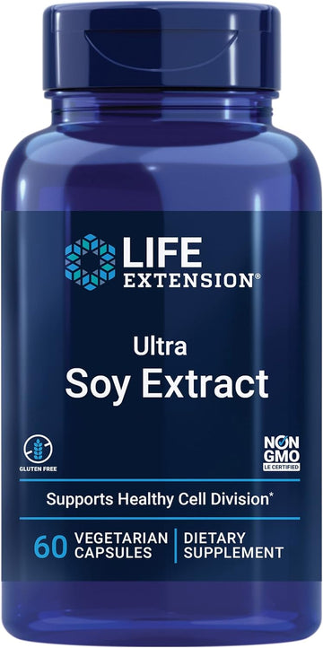 Life Extension Ultra Soy Extract - Soy Isoavones Supplement For Women - Post Menopause Bone And Heart Health Support Formula  Non-Gmo, Gluten Free, Vegetarian  60 Capsules