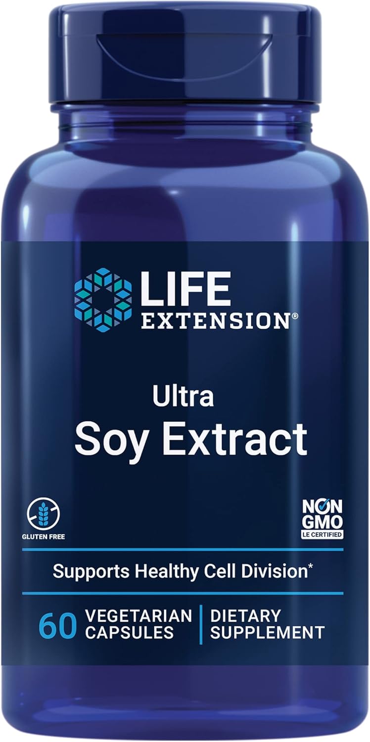 Life Extension Ultra Soy Extract - Soy Isoflavones Supplement For Women - Post Menopause Bone And Heart Health Support Formula – Non-Gmo, Gluten Free, Vegetarian – 60 Capsules