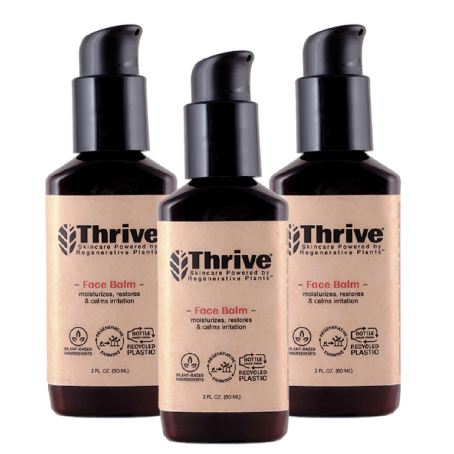 Thrive Natural Care Face Moisturizer - Non-Greasy Soothing Facial Moisturizer Lotion With Natural & Organic Ingredients Keep Skin Hydrated & Help Irritation As After Shave, 2 Oz (Pack Of 3)