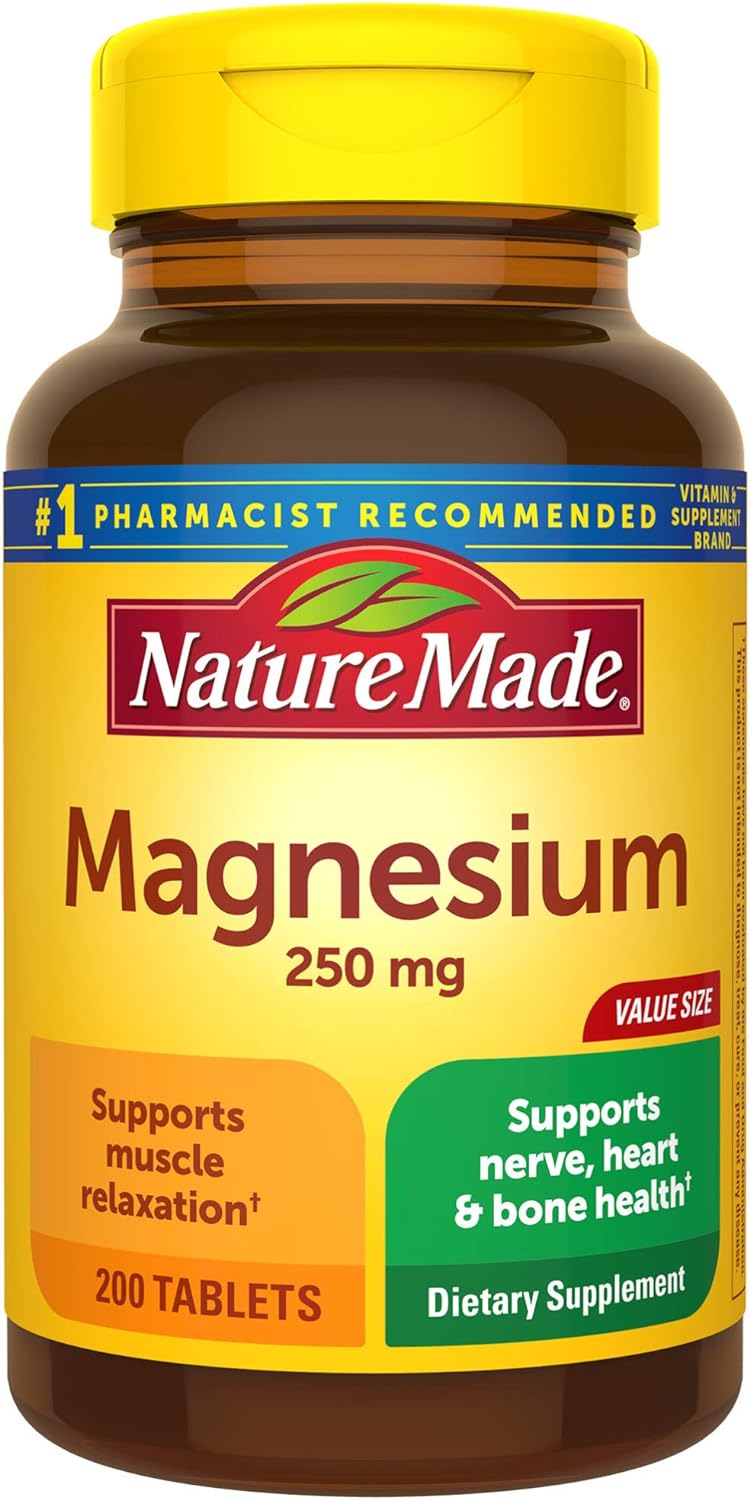 Nature Made Magnesium Oxide 250 Mg, Dietary Supplement For Muscle Support, 200 Tablets (Pack Of 3)