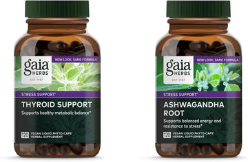 Gaia Herbs Ashwagandha Root - Made With Organic Ashwagandha Root - 120 Vegan Liquid Phyto-Capsules & Thyroid Support - Support Healthy Metabolic Balance And Overall Well-Being - 120 Vegan Liquid Phyto