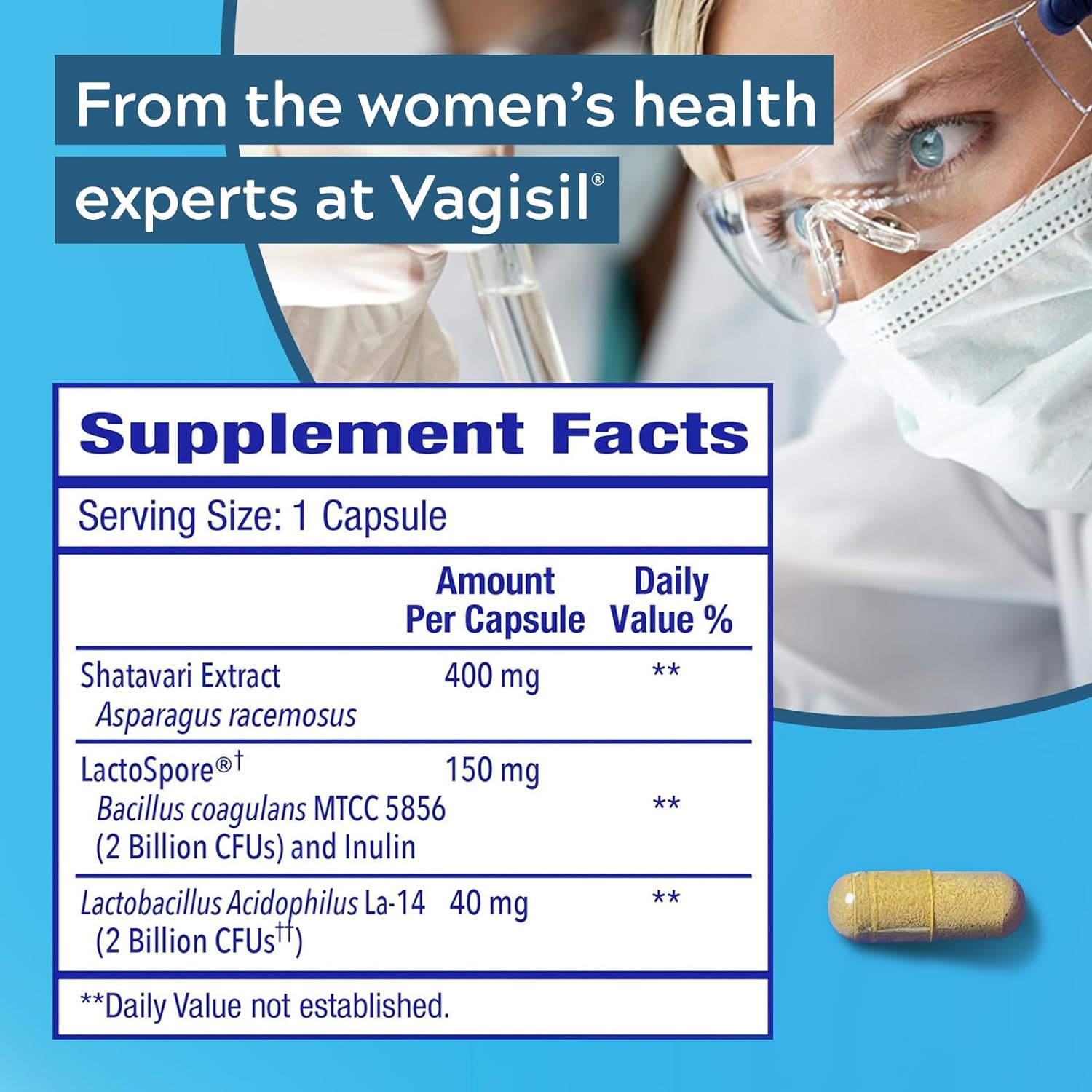 Vagisil Vaginal Health Supplements, Clinically-Proven Probiotics, Promotes Vaginal Health, Clean Ingredients, Helps Balance Vaginal pH, Just 1 Capsule Daily, 30 Capsules : Health & Household