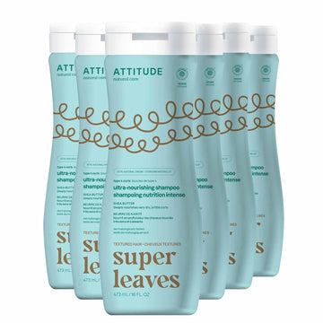 Attitude Ultra-Nourishing Shampoo For Curly Hair 4A – 4C With Shea Butter, Vegan, Naturally Derived Ingredients, Deeply Nourishes, 16 Fl Oz (Pack Of 6)