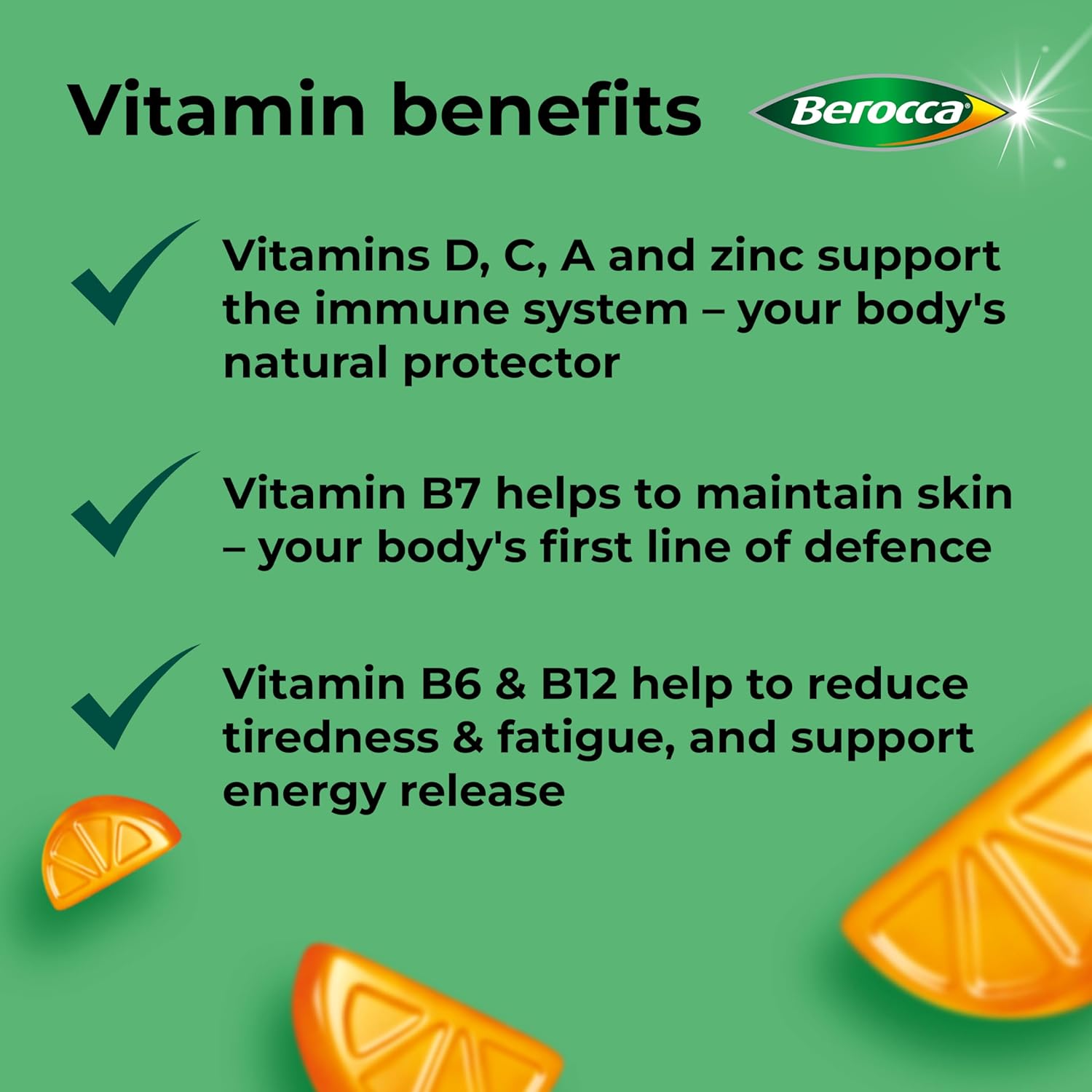 Berocca Immuno Multivitamin Gummies - Immune System Support Including Vitamin D, C, A, B-Complex (B6, B7, B12), E and Zinc - Supplement for Women, Men and Kids - 60 Gummies - Orange Flavour : Amazon.co.uk: Health & Personal Care