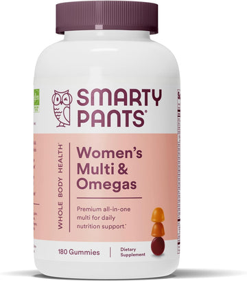 Smartypants Women'S Formula Gummy Vitamins: Gluten Free, Multivitamin, Coq10, Folate (Methylfolate), Vitamin K2, Vitamin D3, Biotin, B12, Omega 3 Dha/Epa Fish Oil, 180 Count (30 Day Supply)