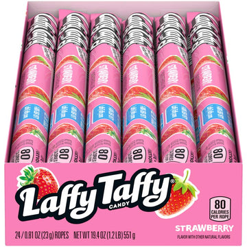 Laffy Taffy Rope Candy, Strawberry Flavor, 0.81 Ounce Ropes (Pack Of 24)