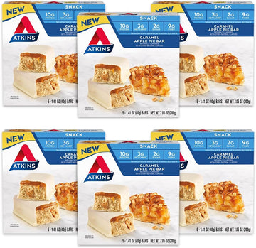 Atkins Snack Bar, Caramel Apple Pie, Naturally Flavored, Good Source Of Protein And Fiber, Low Carb, Low Sugar (30 Bars)