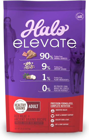 Halo Elevate Dry Dog Food, Healthy Grains Red Meat Recipe, 20Lb