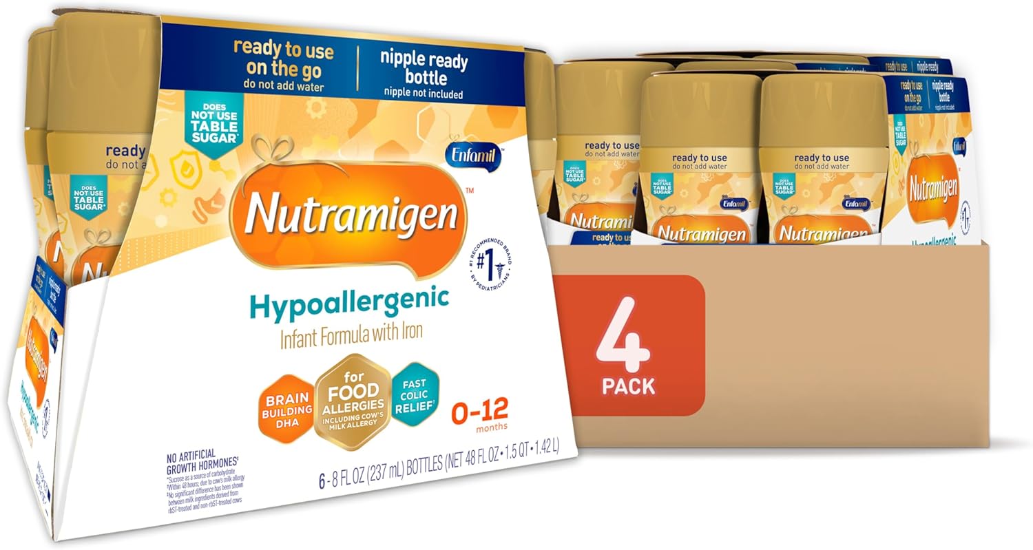 Enfamil Nutramigen Baby Formula, Hypoallergenic And Lactose Free Formula With Enflora Lgg, Fast Relief From Severe Crying And Colic, Ready To Use Bottle, 8 Fl Oz (24 Count)