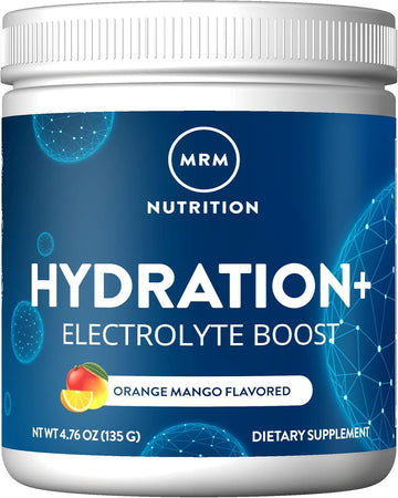 Mrm Nutrition Hydration + | Orange Mango Flavored | Electrolyte Boost | Cellular Hydration | Vitamins + Electrolytes | Vegan + Gluten-Free | 15 Servings