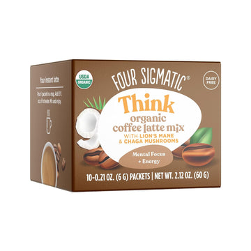 Mushroom Coffee Latte by Four Sigmatic | Daily Dose Alternative | Organic Instant Coffee Latte Mix with Lion's Mane, Chaga Mushrooms & Coconut Milk Powder | Keto & Dairy-Free | 10 Count