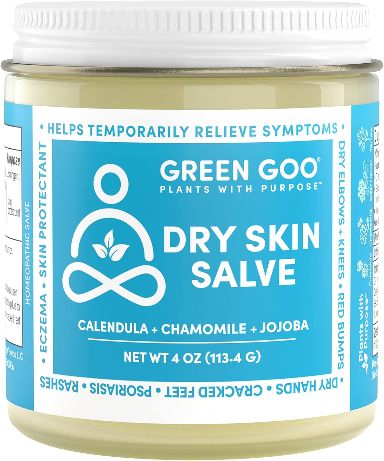 Green Goo Dry Skin Salve, All-Natural Moisturizer For Hydrating The Body & Face, Helps Alleviate Symptoms Of Chronic Skin Conditions, 4 Oz
