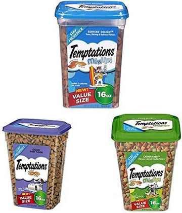 Temptations Cat Treats Variety Bundle, (3) 16 Oz. Tubs