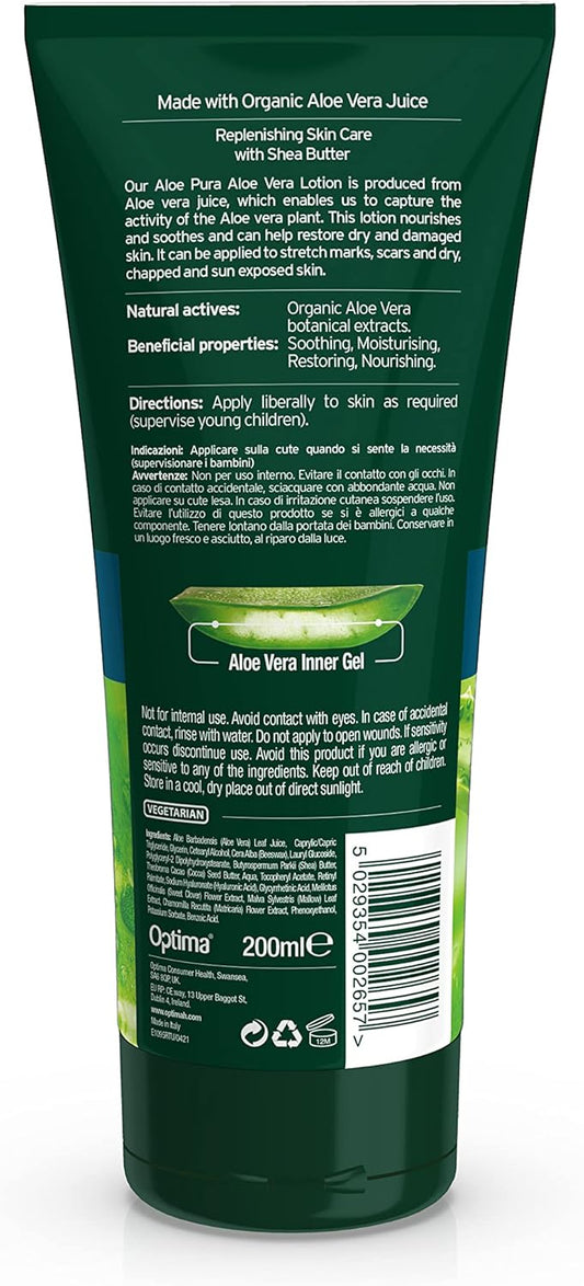 Aloe Pura Organic Aloe Vera Lotion, Natural, Vegetarian, Cruelty Free, Paraben & Sls Free, Soothing, Moisturising, 200 Ml
