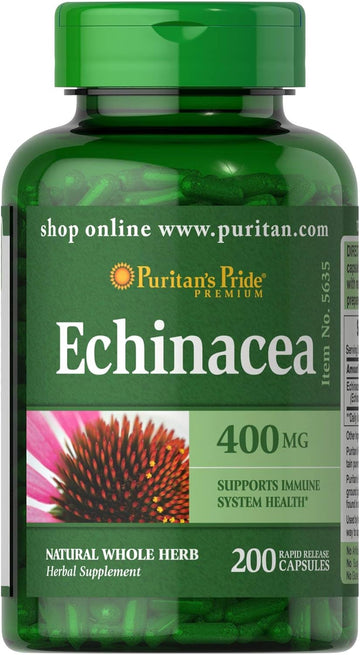 Puritan's Pride Echinacea 400 mg for Health to Support Immune System, 200 Count : Health & Household