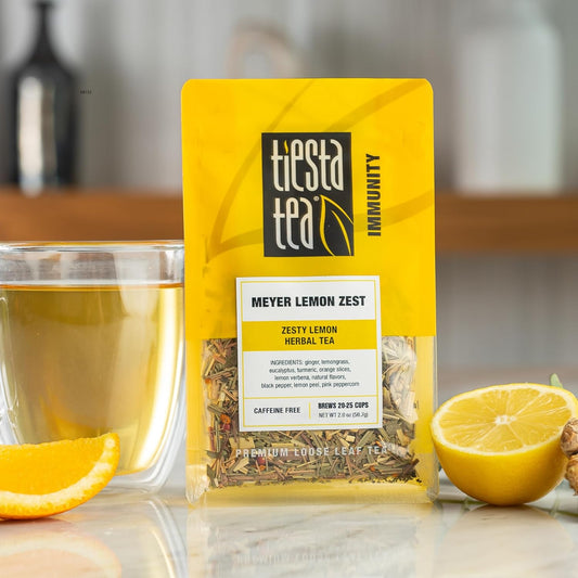 Tiesta Tea - Meyer Lemon Zest | Zesty Lemon Herbal Tea | Premium Loose Leaf Tea Blend | Caffeine Free Herbal Tea | Make Hot Or Iced & Up To 25 Cups - 2 Oz Resealable Pouch