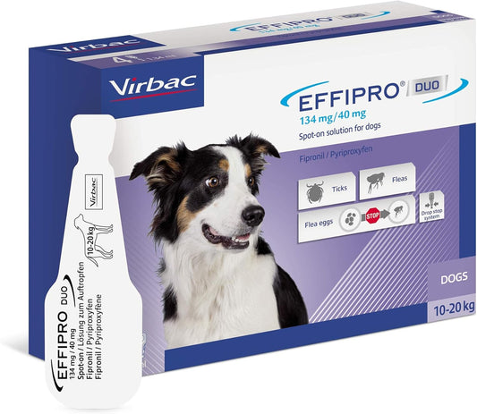 Effipro Duo Spot On Solutions 4 Pipettes Per Pack - Medium Dogs (10-20Kg)