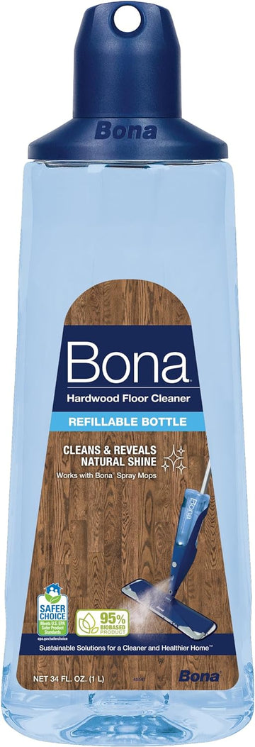 Bona Hardwood Floor Cleaner Spray Mop Cartridge - 34 fl oz - Unscented - Refillable - Residue-Free Floor Cleaning Solution for Bona Spray Mops for Wood Floors
