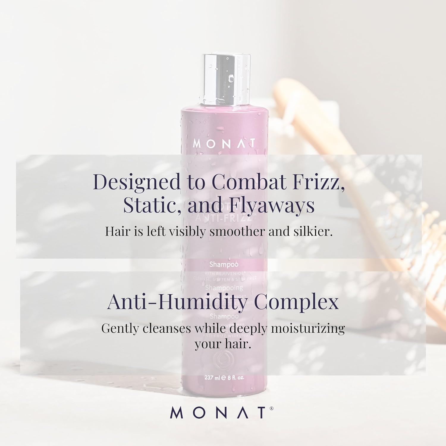 MONAT Smoothing Anti-Frizz™ Shampoo - Humidity Protection, Frizz Control with REJUVENIQE® & Tropical Butters, Velvety Fragrance, 237 ml (8 fl. oz.) : Beauty & Personal Care