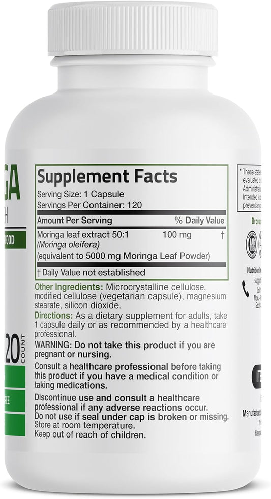 Bronson Moringa Extra Strength Capsules Moringa Oleifera Powder, 120 Count