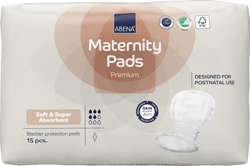 ABENA Premium Maternity Pads, Postpartum Essentials, Eco-Labelled Maternity Pads After Birth, Extra Protection, Breathable and Skin Friendly Incontinence Pads Women, Sustainable Maternity Pads - 15PK