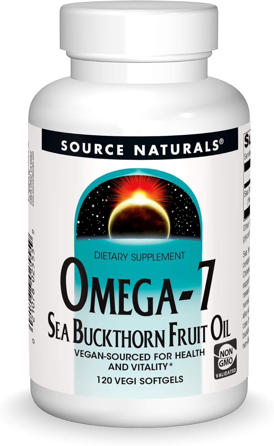 Source Naturals Omega-7 Sea Buckthorn Fruit Oil, Non-Gmo, Vegan-Sourced For Health And Vitality* - 120 Vegan Softgels