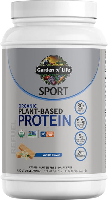 Organic Vegan Sport Protein Powder, Vanilla - Probiotics, Bcaas, 30G Plant Protein For Premium Post Workout Recovery - Nsf Certified, Keto, Gluten & Dairy Free, Non Gmo - Garden Of Life - 19 Servings