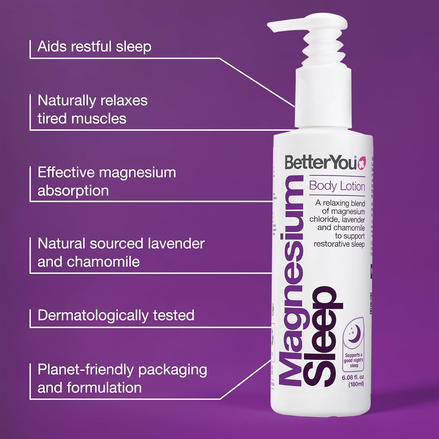 BetterYou Magnesium Sleep Lotion, Transdermal Magnesium Sleep Lotion Infused with Lavender & Chamomile to Support Sleep, Natural Sleep Aid, Better Sleep, Naturally, 180ml (Pack of 2) : Amazon.co.uk: Health & Personal Care