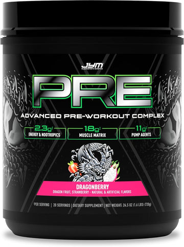Jym Supplement Science Pre Jym X Dragonberry Advanced Pre-Workout Powder Massive Pumps, Citrulline Nitrate, Dynamine, No3T Betaine, Bcaa’S, Nootropics, Creatine, Beta-Alanine, 20 Servings