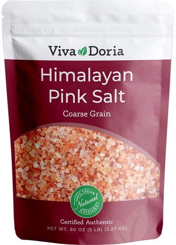 Viva Doria Himalayan Pink Salt, Coarse Grain, Certified Authentic, 5 Lb. (2.27 Kg) For Grinder Refills