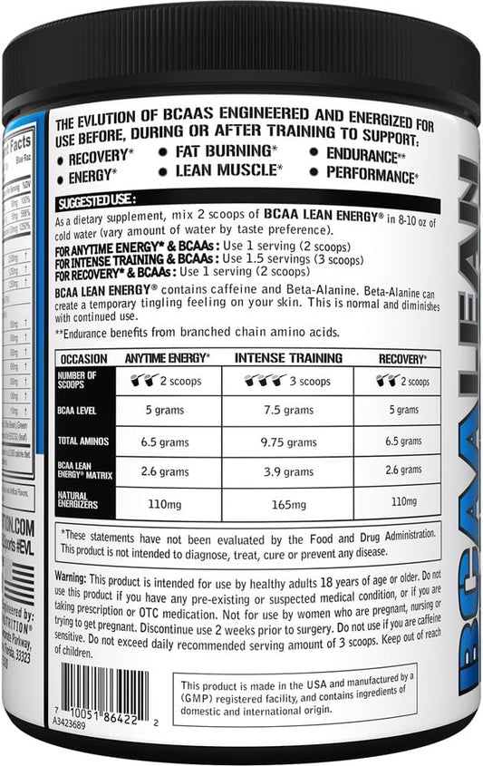 Evl Bcaa Lean Energy Powder - Pre Workout Green Tea Fat Burner Support With Bcaas Amino Acids And Clean Energizers - Post Workout Recovery Drink For Lean Muscle Recovery - Cherry Limeade