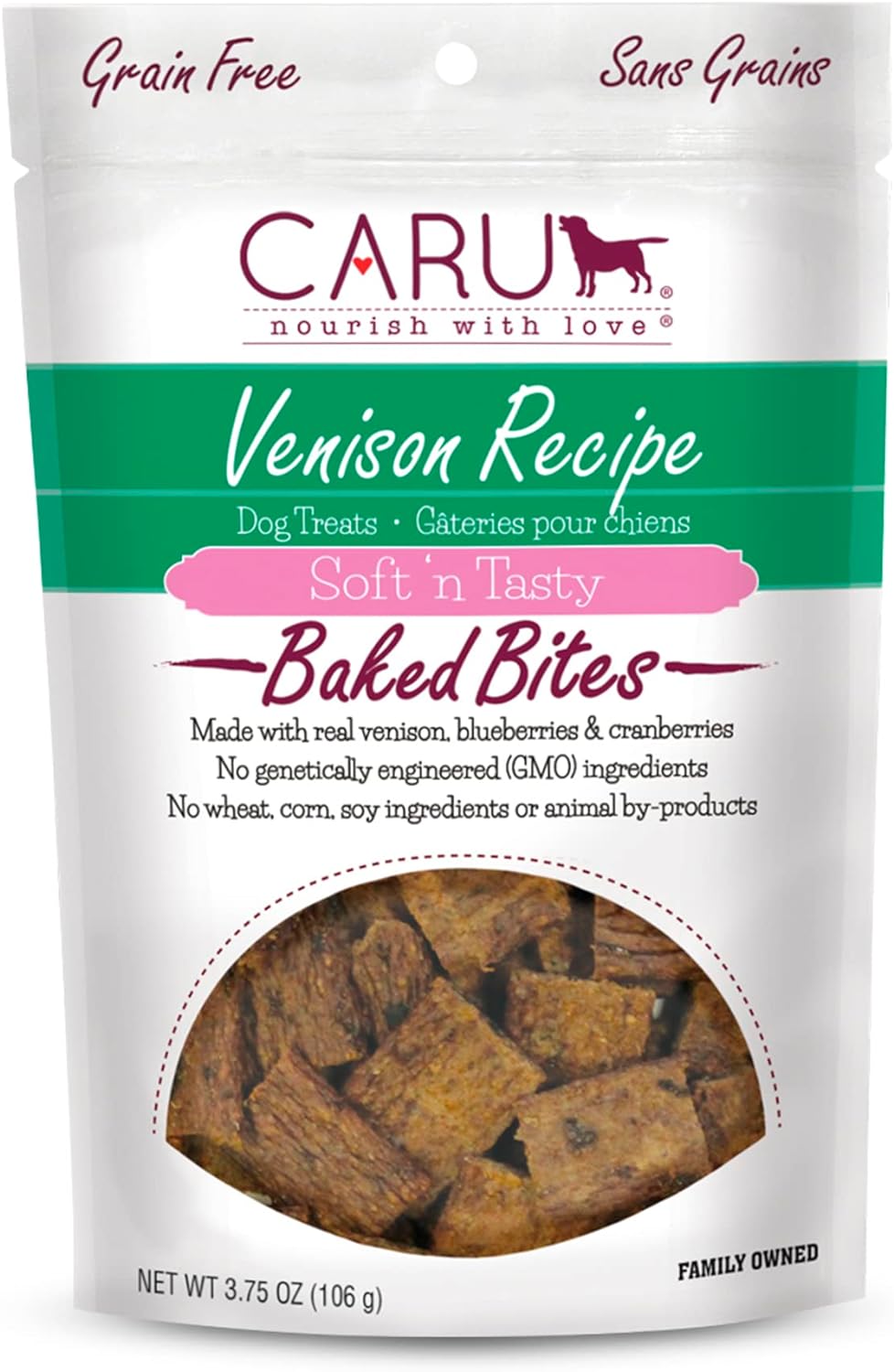 CARU - Soft 'n Tasty Baked Bites - Venison Bites Dog Treats - Flavorful Training Treats - 3.75 oz