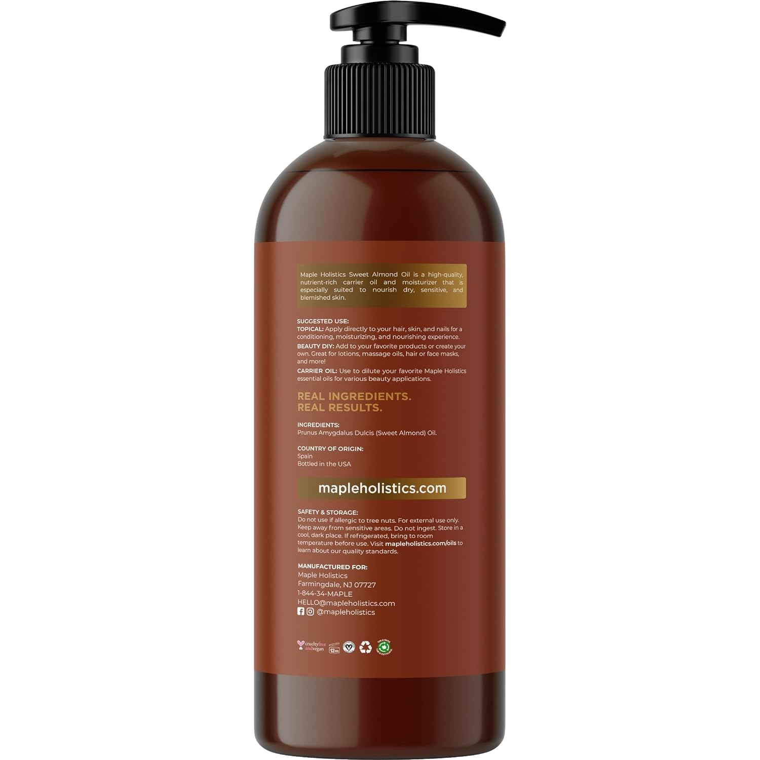 Cold Pressed Sweet Almond Oil - Pure Sweet Almond Oil for Skin Care and Moisturizing Body Oil for Men and Women - Carrier Oil for Essential Oils Mixing for Hair Skin and Nails DIY Beauty Products 16oz : Beauty & Personal Care