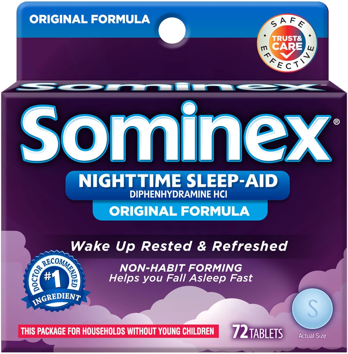 Sominex Nighttime Sleep-Aid With Diphenhydramine Hcl 25 Mg, Original Formula, 72 Tablets