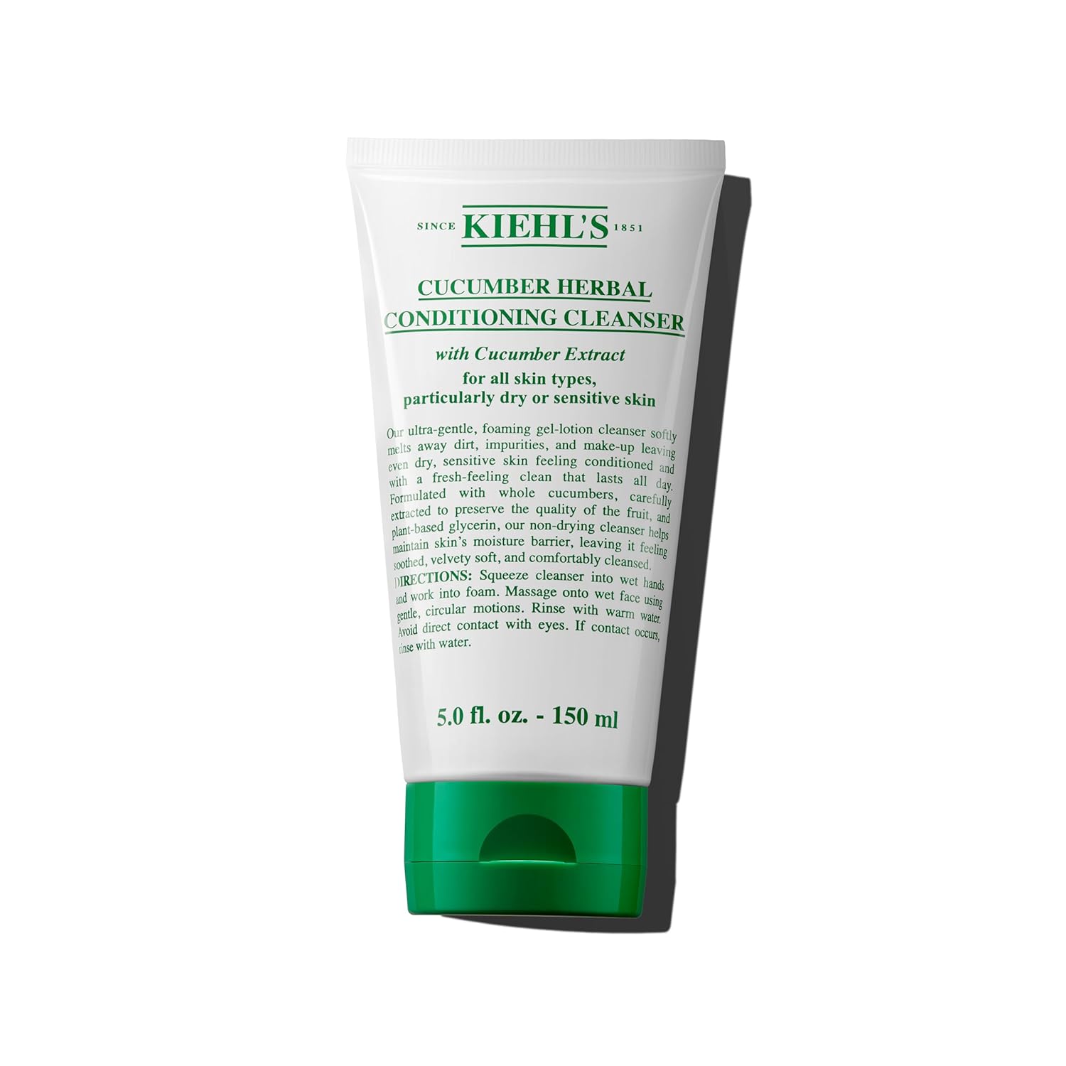 Kiehl'S Cucumber Herbal Conditioning Cleanser, Gentle Face Wash For Dry & Sensitive Skin, Leaves Skin Feeling Fresh, With Cucumber Extract & Glycerin, Non-Drying Formula, All Skin Types - 5 Fl Oz