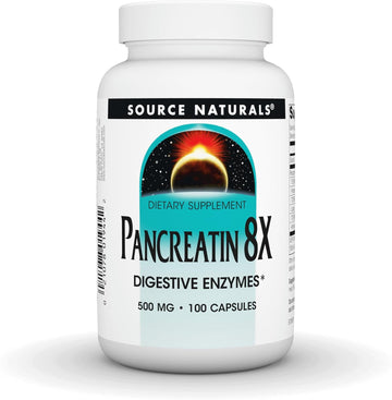 Source Naturals Pancreatin 8X, 500 Mg Digestive Enzymes - 100 Capsules