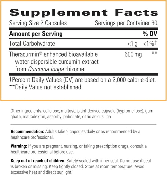 Integrative Therapeutics Theracurmin Hp - High Absorption Turmeric & Curcumin Supplement - 27X More Bioavailable - Relief Of Minor Discomfort Due To Occasional Overuse* - Vegan - 120 Capsules